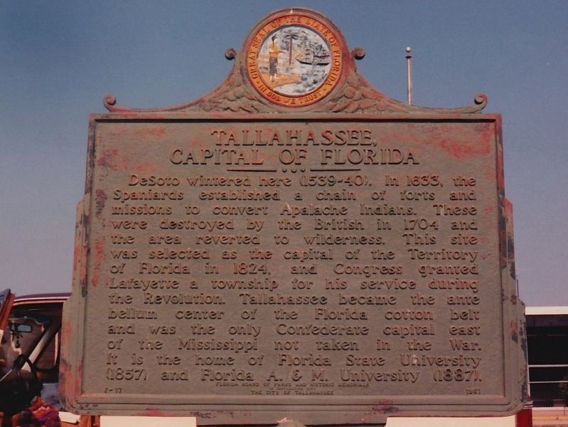 Tallahassee Capital of Florida Marker image. Click for full size.