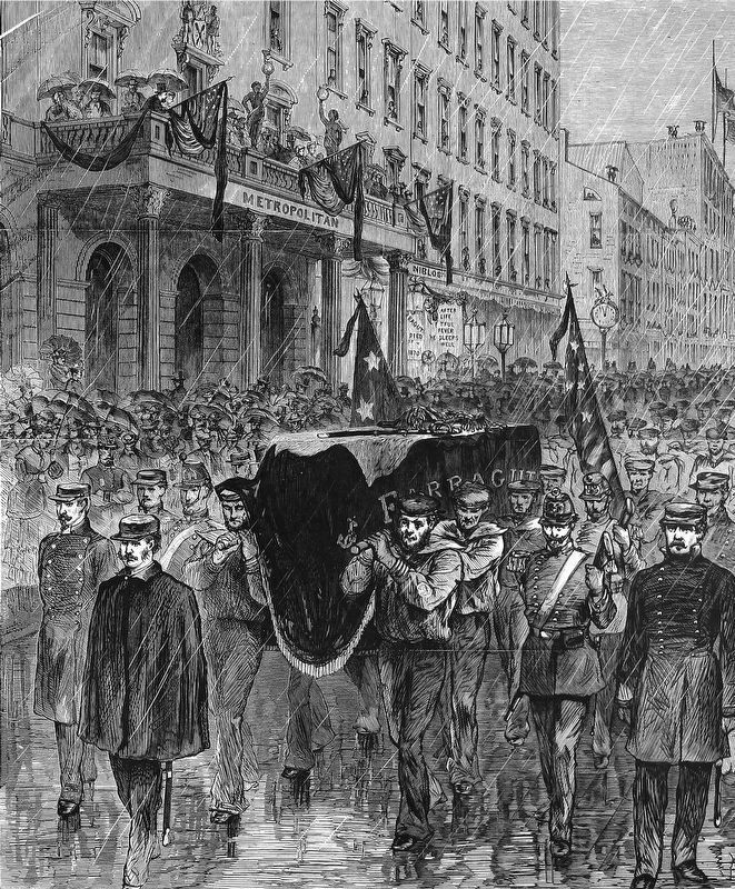 The Farragut Obsequies<br>Funeral Procession passing up Broadway image. Click for full size.