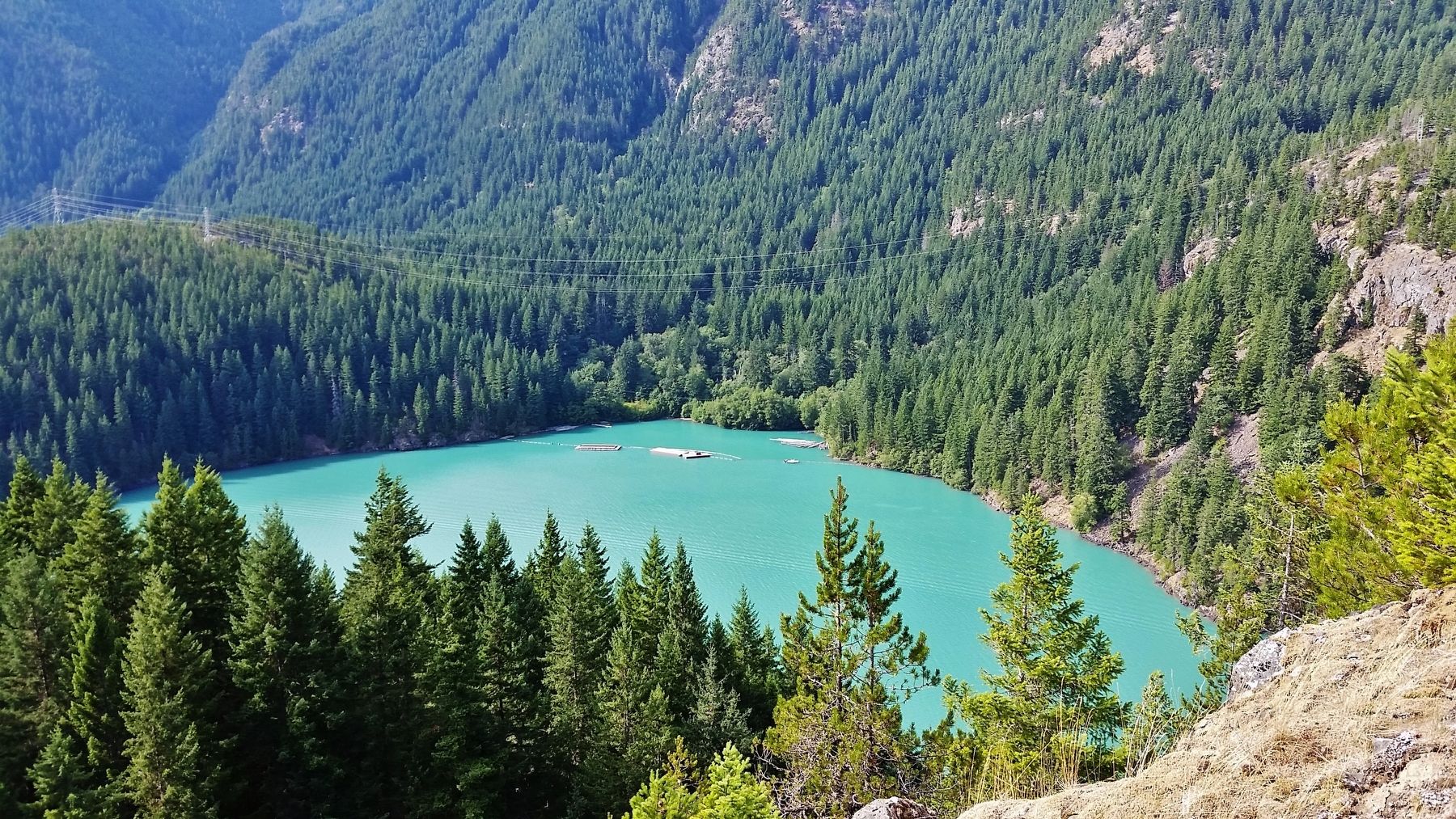 Power Transmission Lines over nearby Diablo Lake (Skagit River). Click for full size. Power Transmission Lines over nearby Diablo Lake (Skagit River) image. Click for full size.