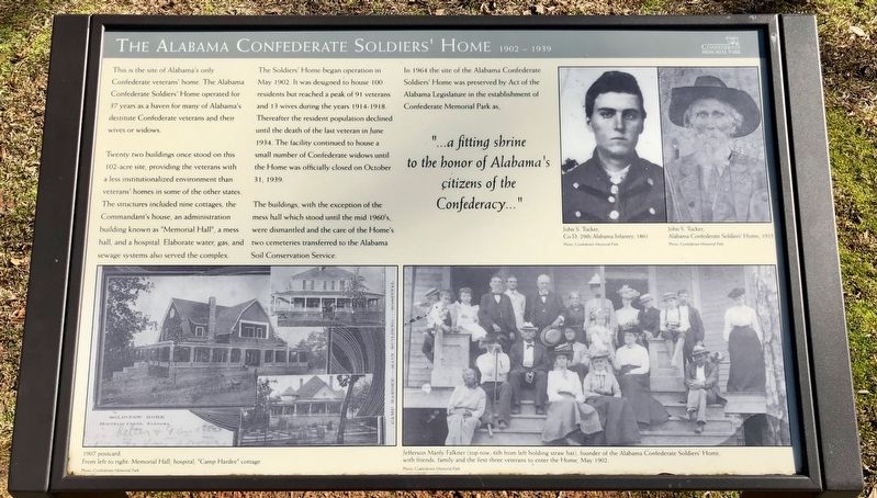 The Alabama Confederate Soldiers' Home Marker image. Click for full size.