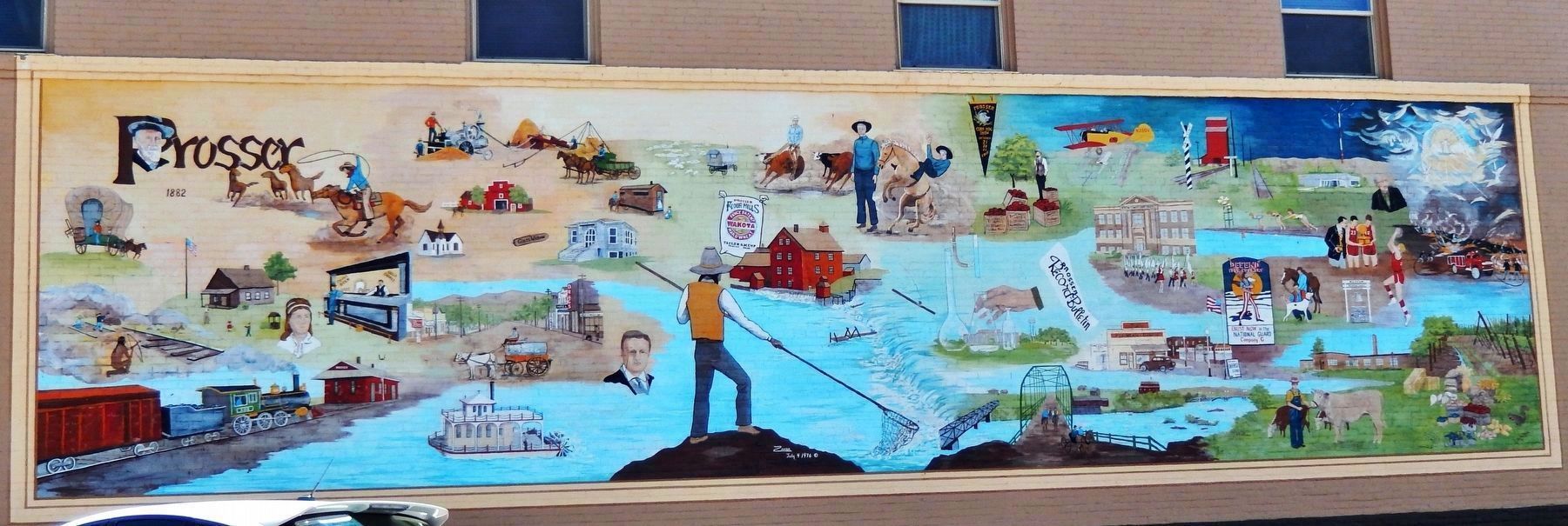 Prosser Bicentennial Mural (<i>north side of Golden Rule Store building; facing Meade Avenue</i>). Click for full size. Prosser Bicentennial Mural (<i>north side of Golden Rule Store building; facing Meade Avenue</i>) image. Click for full size.