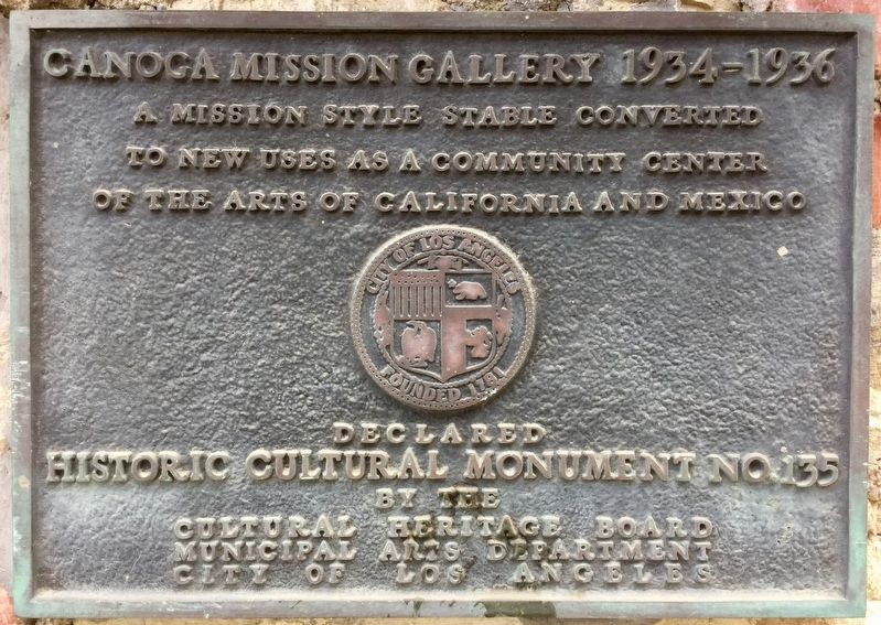 Canoga Mission Gallery Marker image. Click for full size.