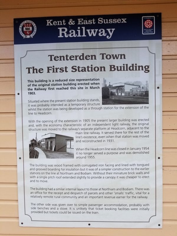 Tenterden Town The First Station Building Marker image. Click for full size.