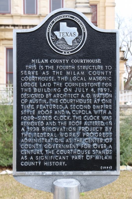 Milam County Courthouse Marker image. Click for full size.