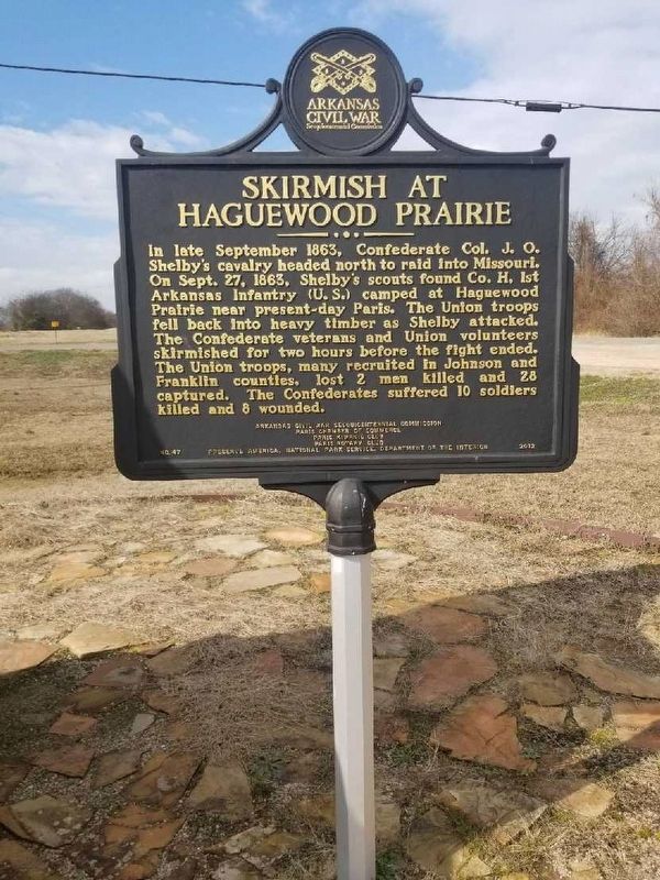 Skirmish at Haguewood Prairie Marker image. Click for full size.