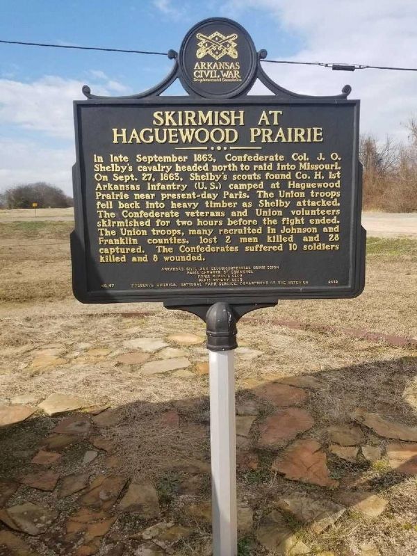 Skirmish at Haguewood Prairie Marker image. Click for full size.