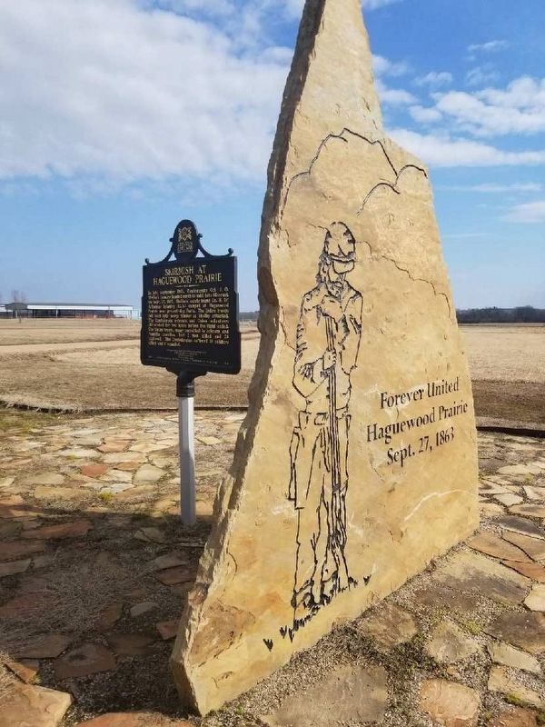 Skirmish at Haguewood Prairie Marker image. Click for full size.