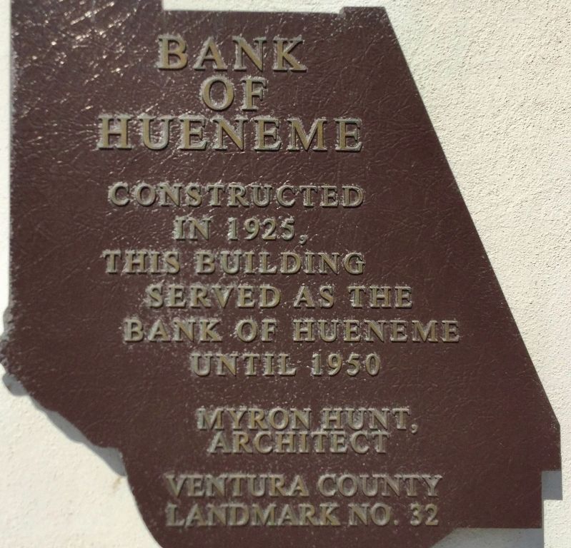 Bank of Hueneme Marker image. Click for full size.