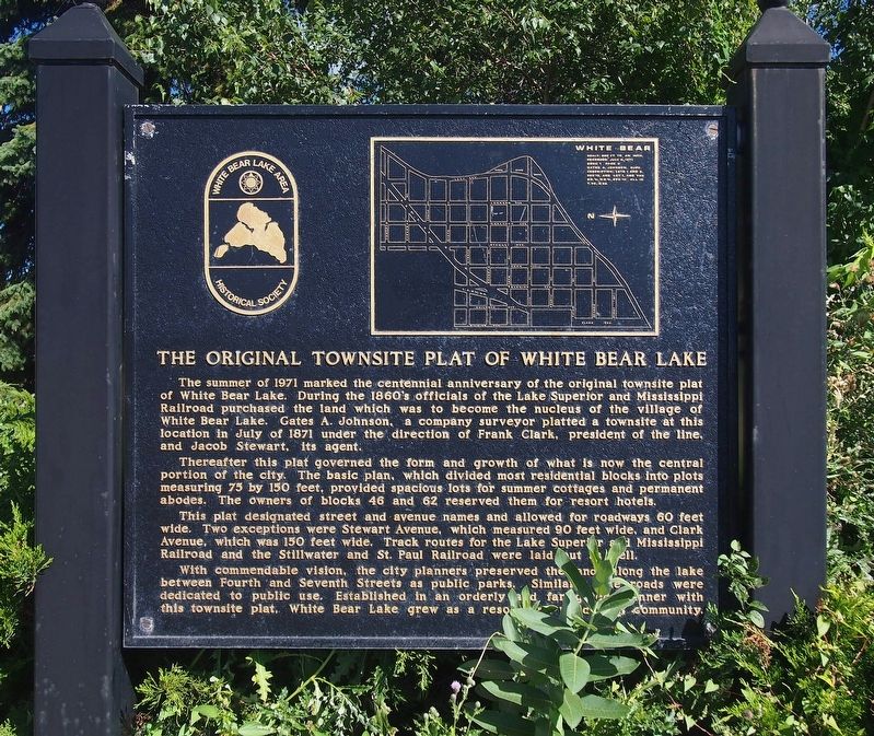 The Original Townsite Plat of White Bear Lake marker image. Click for full size.