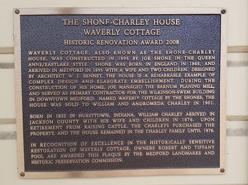 The Shone-Charley House Marker image. Click for full size.