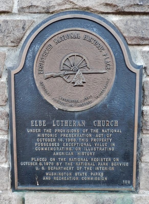 Elbe Lutheran Church: National Register of Historic Places plaque (<i>located beside entrance</i>) image. Click for full size.
