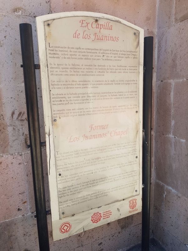 Former 'Los Juaninos' Chapel Marker. Click for full size. Former 'Los Juaninos' Chapel Marker image. Click for full size.