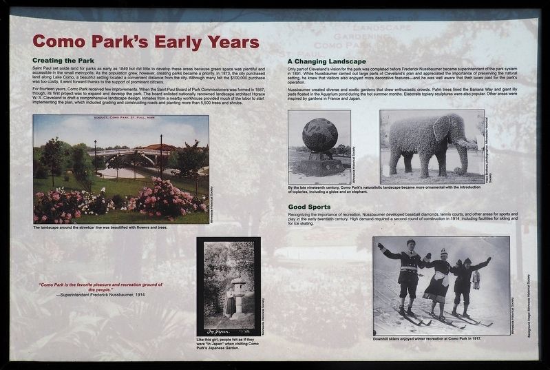 Como Park's Early Years marker image. Click for full size.