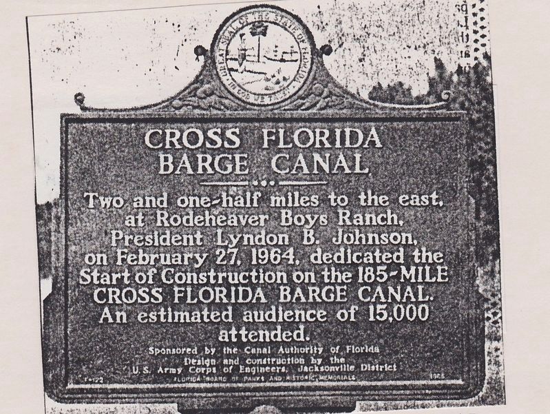 Cross Florida Barge Canal Marker image. Click for full size.