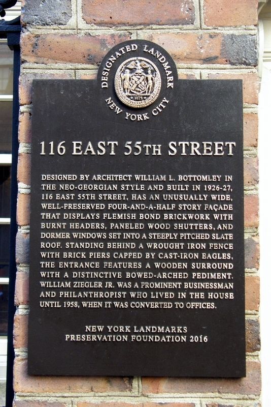 116 East 55th Street Marker. Click for full size. 116 East 55th Street Marker image. Click for full size.