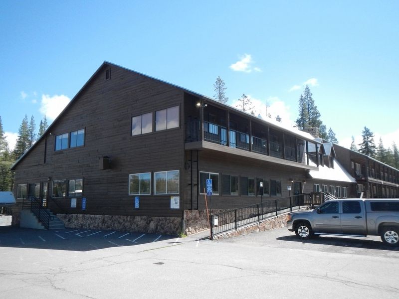 Donner Summit Lodge and Marker on the end of the building image. Click for full size.