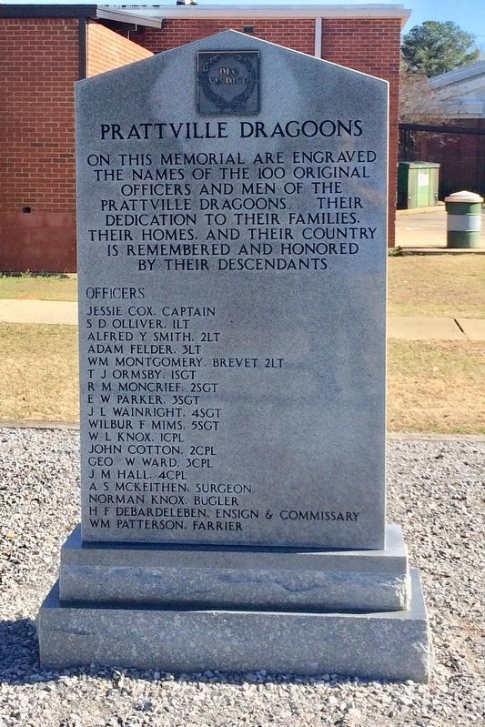 Prattville Dragoons Monument (Front). Click for full size. Prattville Dragoons Monument (Front) image. Click for full size.