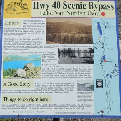 Lake Van Norden Dam Marker. Click for full size. Lake Van Norden Dam Marker image. Click for full size.