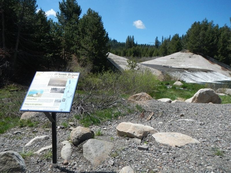 Lake Van Norden Dam and Marker image. Click for full size.