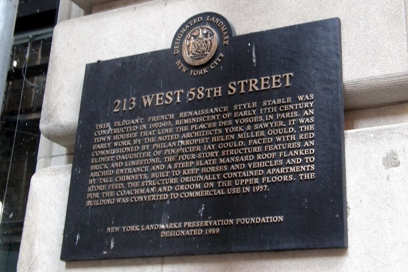 213 West 58th Street Marker. Click for full size. 213 West 58th Street Marker image. Click for full size.