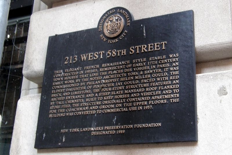 213 West 58th Street Marker image. Click for full size.