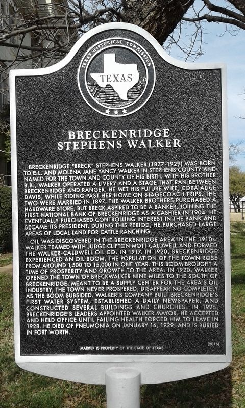 Breckenridge Stephens Walker Marker image. Click for full size.
