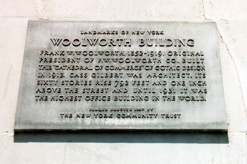 Woolworth Building Marker image. Click for full size.