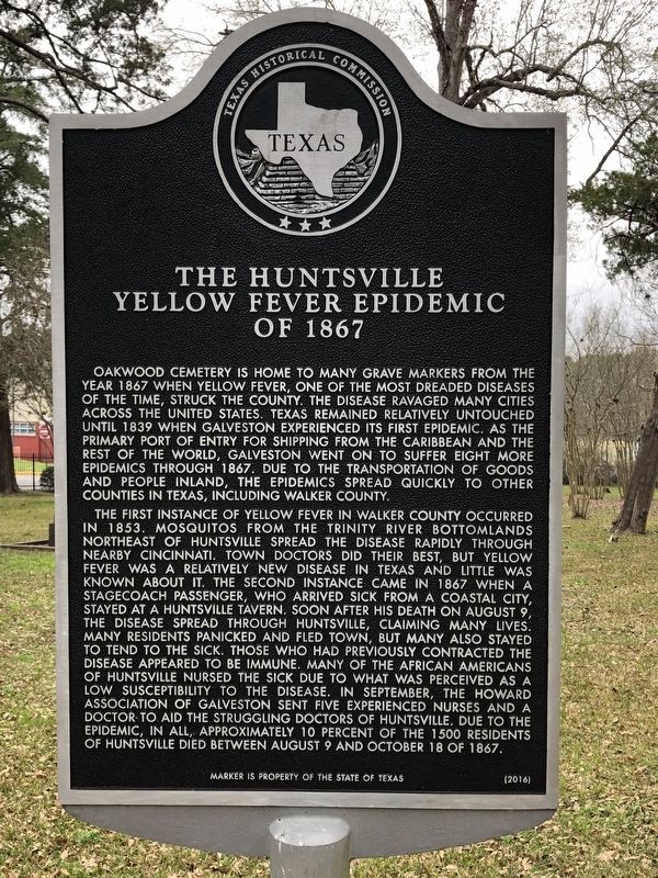 The Huntsville Yellow Fever Epidemic of 1867 Marker image. Click for full size.