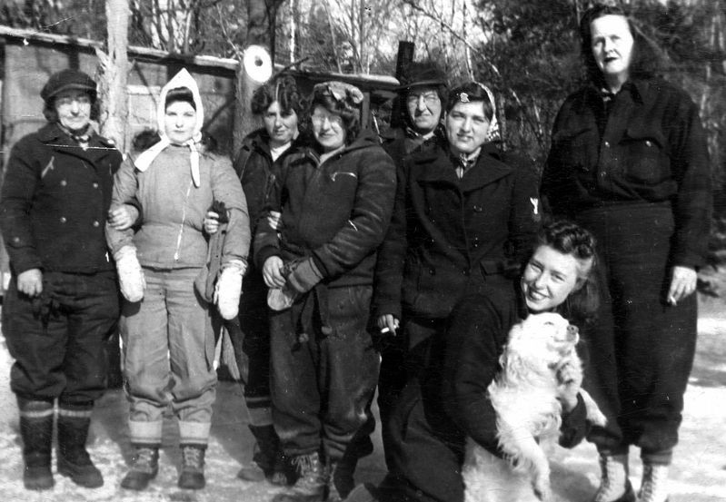 <i>The crew of the women's sawmill at Turkey Pond</i>. Click for full size. <i>The crew of the women's sawmill at Turkey Pond</i> image. Click for full size.