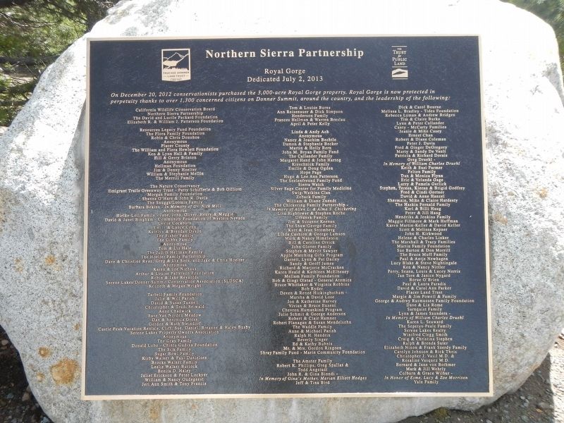 Northern Sierra Partnership contributors. Click for full size. Northern Sierra Partnership contributors image. Click for full size.