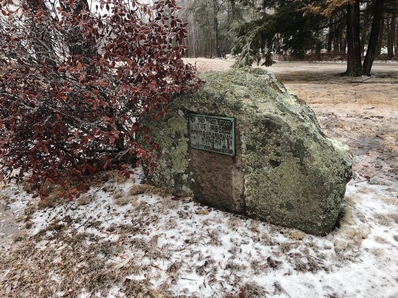 View of marker and boulder looking toward the Library. image. Click for full size.