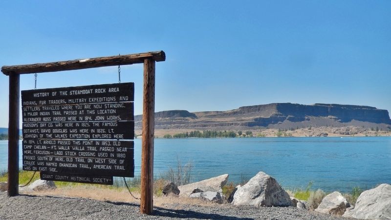 History of the Steamboat Rock Area Marker (<i>wide view; Steamboat Rock in background</i>) image. Click for full size.