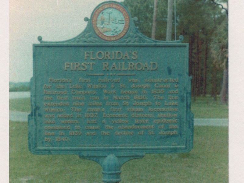 Florida's First Railroad Marker image. Click for full size.