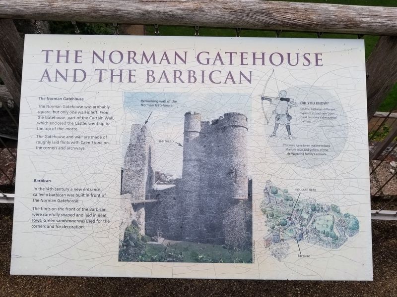 The Norman Gatehouse and the Barbican Marker image. Click for full size.