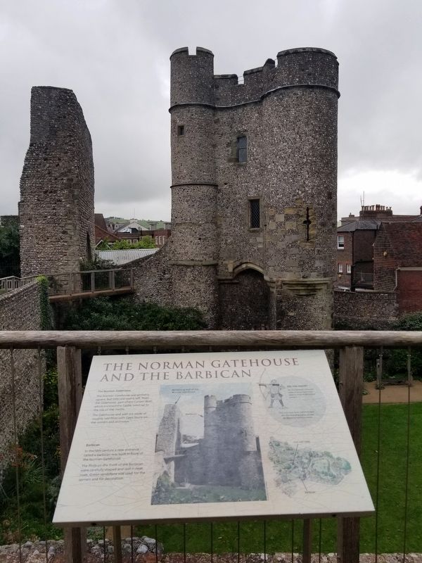 The Norman Gatehouse and the Barbican Marker image. Click for full size.
