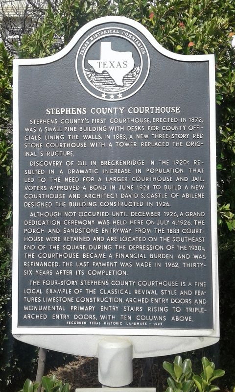 Stephens County Courthouse Marker image. Click for full size.