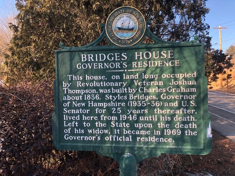 Bridges House Governor's Residence Marker image. Click for full size.