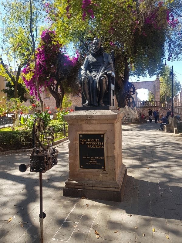 The statue celebrating the 400th anniversary of the birth of Miguel Cervantes image. Click for full size.