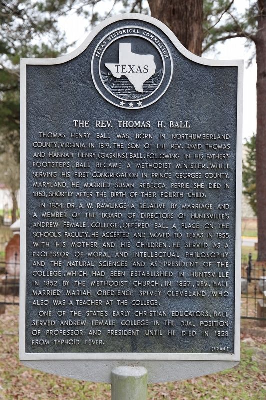 The Rev. Thomas H. Ball Marker image. Click for full size.