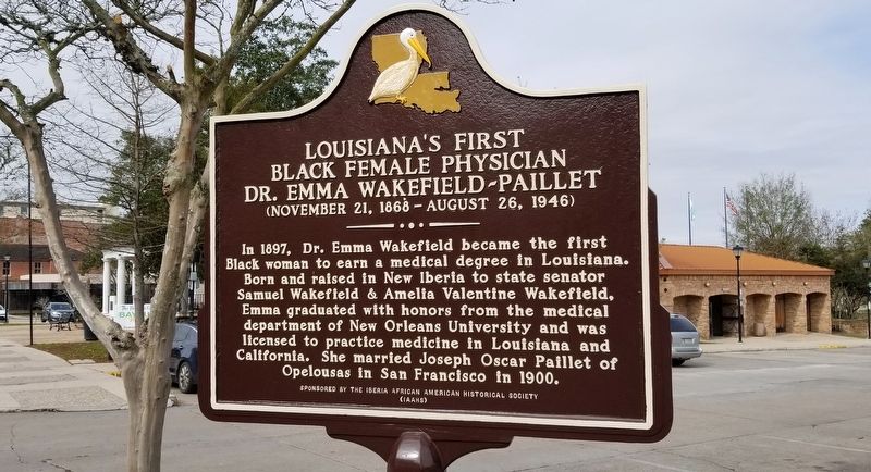 Louisiana's First Black Female Physician Dr. Emma Wakefield~Paillet Marker image. Click for full size.