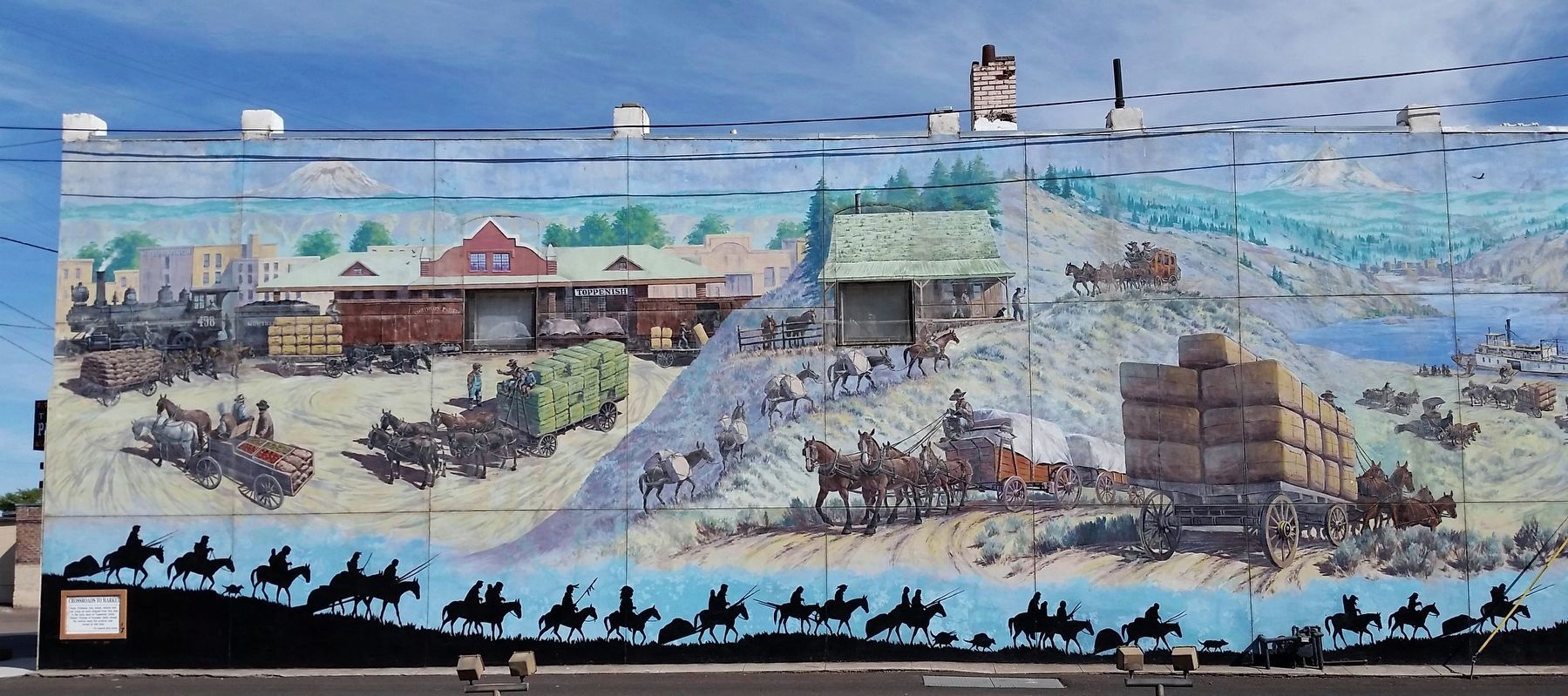 Crossroads to Market Mural (<i>wide view; marker visible near bottom left corner</i>) image. Click for full size.