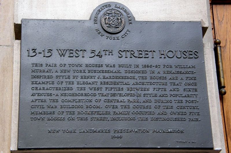 13-15 West 54th Street Houses Marker image. Click for full size.