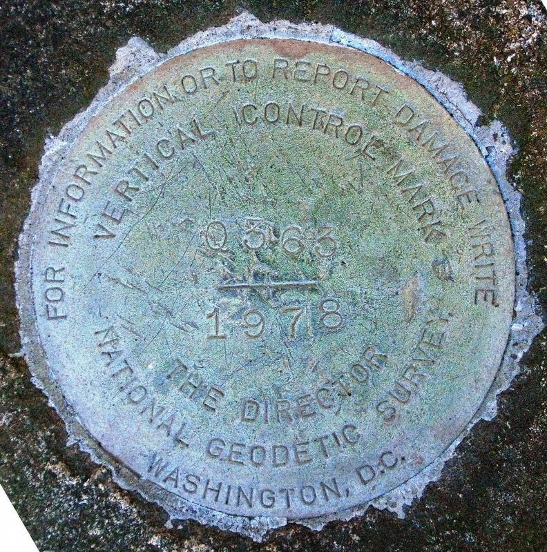 Geodetic Survey Mark on base of U.S.S. Maine and Spanish-American War Memorial. Click for full size. Geodetic Survey Mark on base of U.S.S. Maine and Spanish-American War Memorial image. Click for full size.