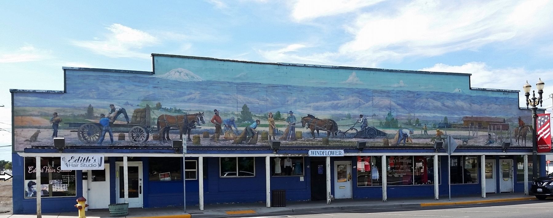 At the Peak of Harvest Mural (<i>marker is mounted on side of building, at far left</i>) image. Click for full size.