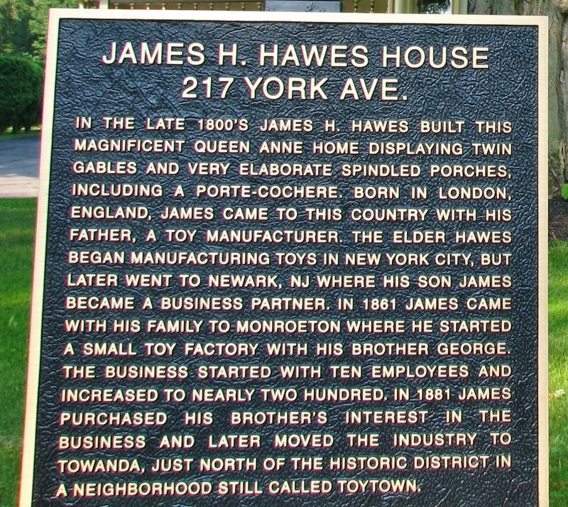 James H. Hawes House Marker image. Click for full size.