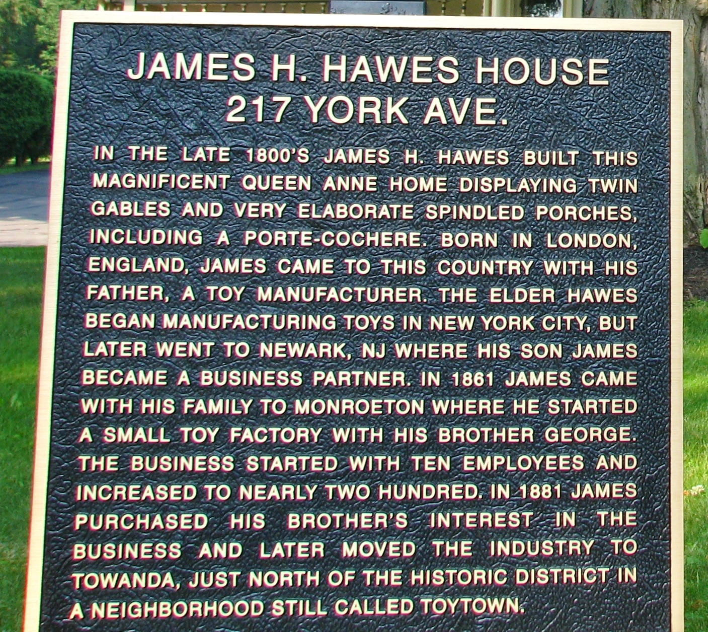 James H. Hawes House Marker