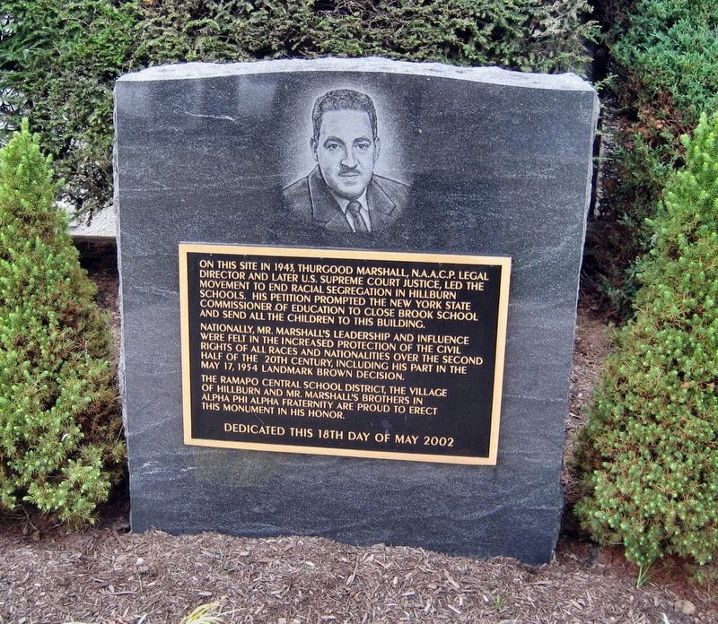 Thurgood Marshall and the Hillburn Schools Marker image. Click for full size.