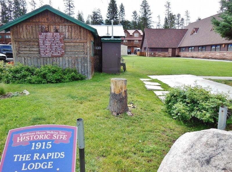 Rapids Lodge Historic Site Marker (<i>wide view</i>) image. Click for full size.