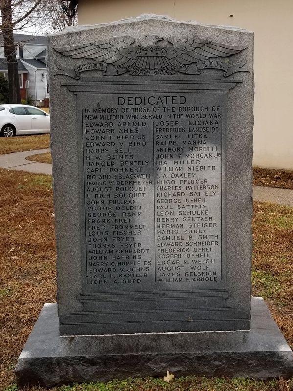New Milford World War I Memorial image. Click for full size.