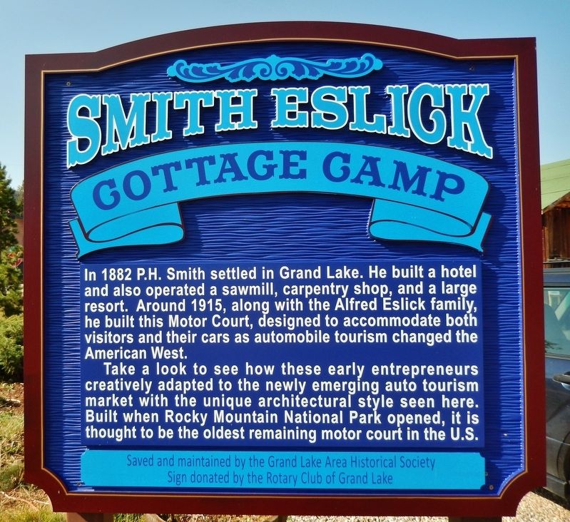 Smith Eslick Cottage Camp Marker. Click for full size. Smith Eslick Cottage Camp Marker image. Click for full size.